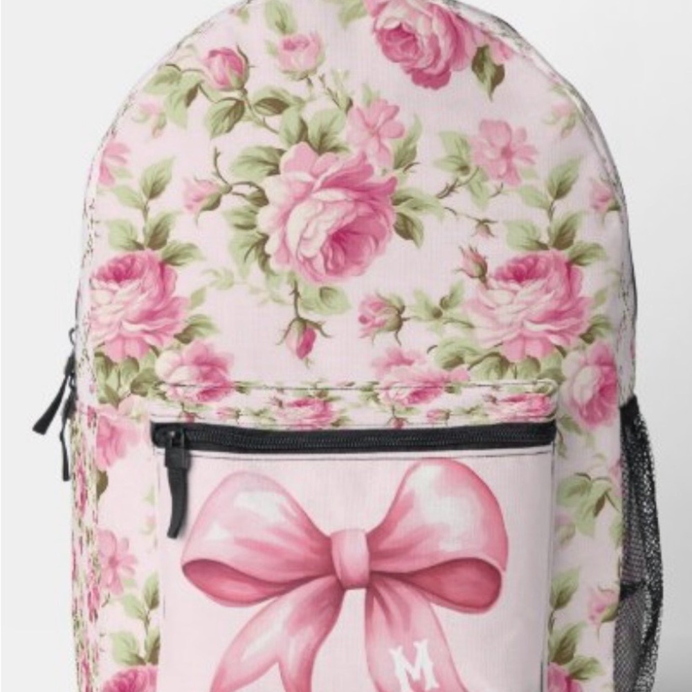 Grandmillennial Cottage Rose  Backpack with Bow